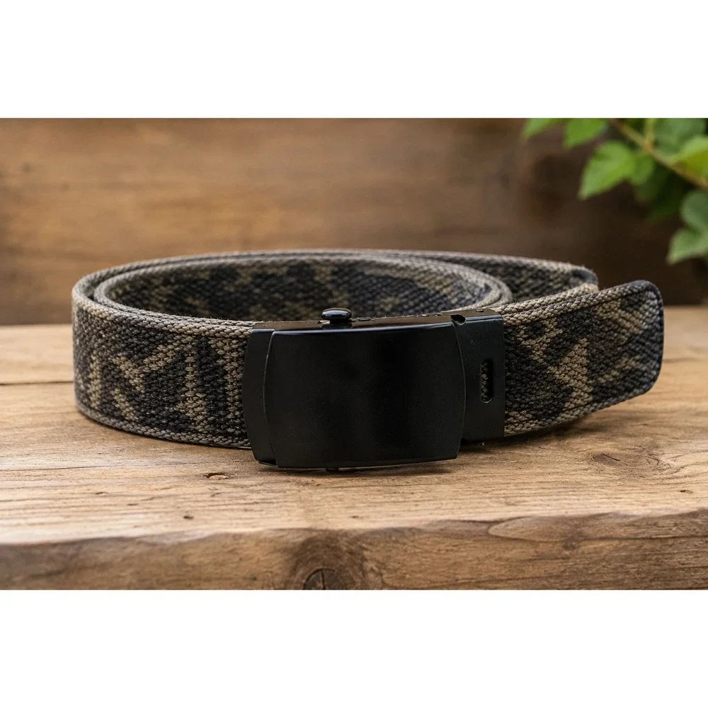 Tactical Canvas Adjustable Military Camo Web Belt Unisex Approx 35